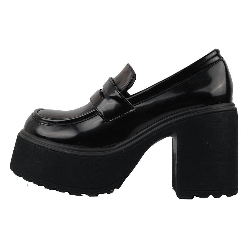 

инс Фэнсэн универсальная платформа черные маленькие кожаные туфли женские 2024 новые французские ретро туфли Мэри Джейн на высоком каблуке 40