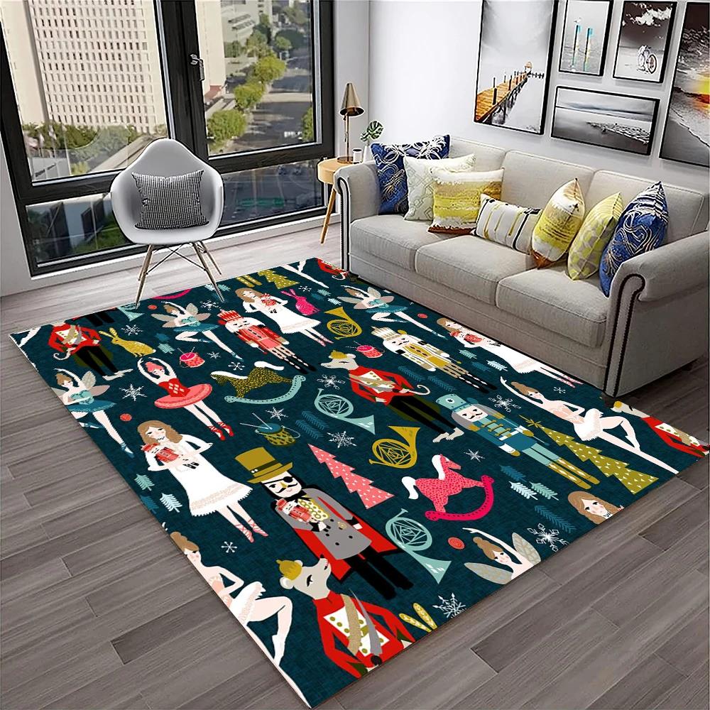 3D Nutcracker Christmas Tree Cartoon Carpet Rug for Home Living Room Bedroom Sofa Playroom Doormat Decor,kids Non-slip Floor Mat