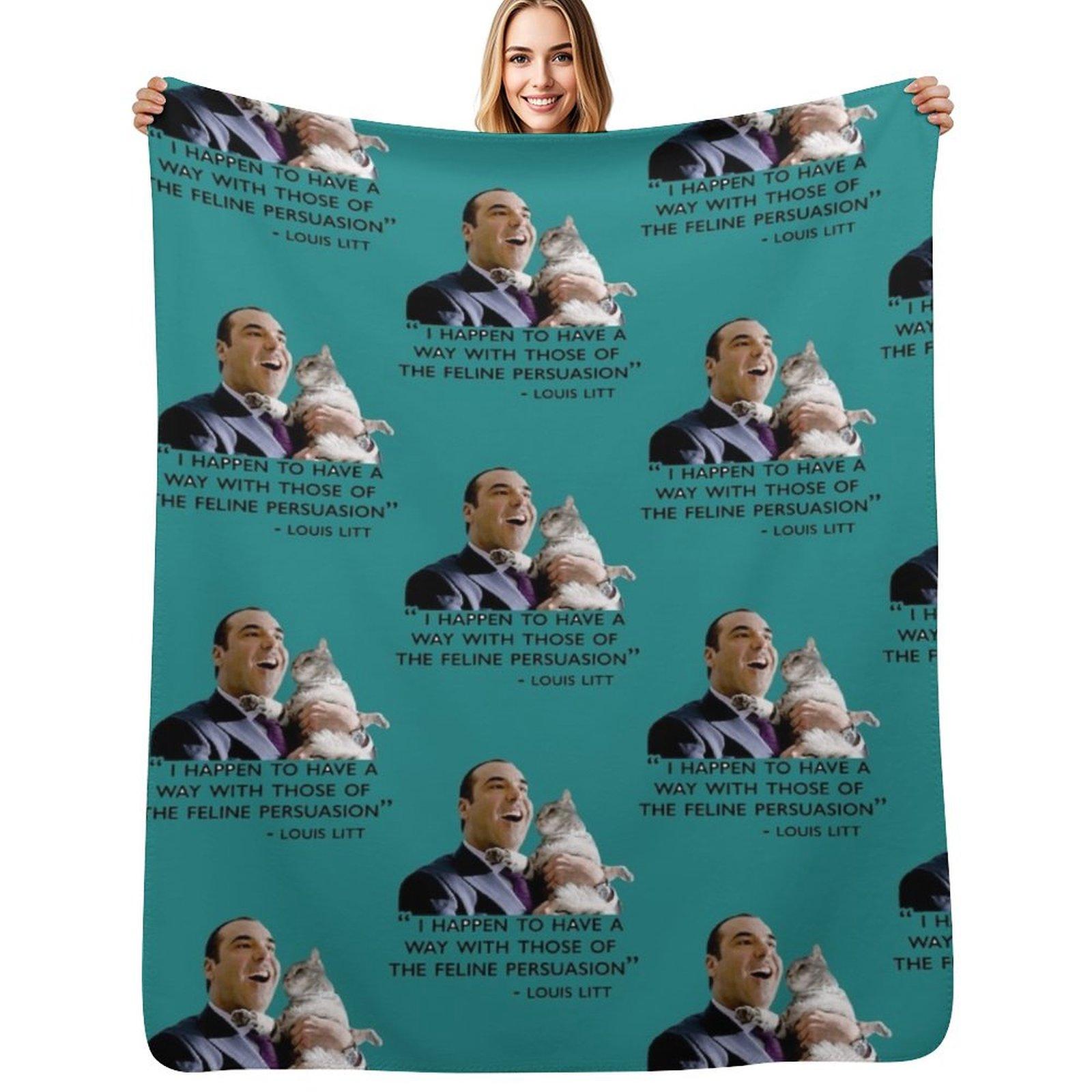 Louis Litt cat Throw Blanket Cozy Home Blanket Gift for Christmas Holiday Size: 75*100cm, Weight: 230 GSM
