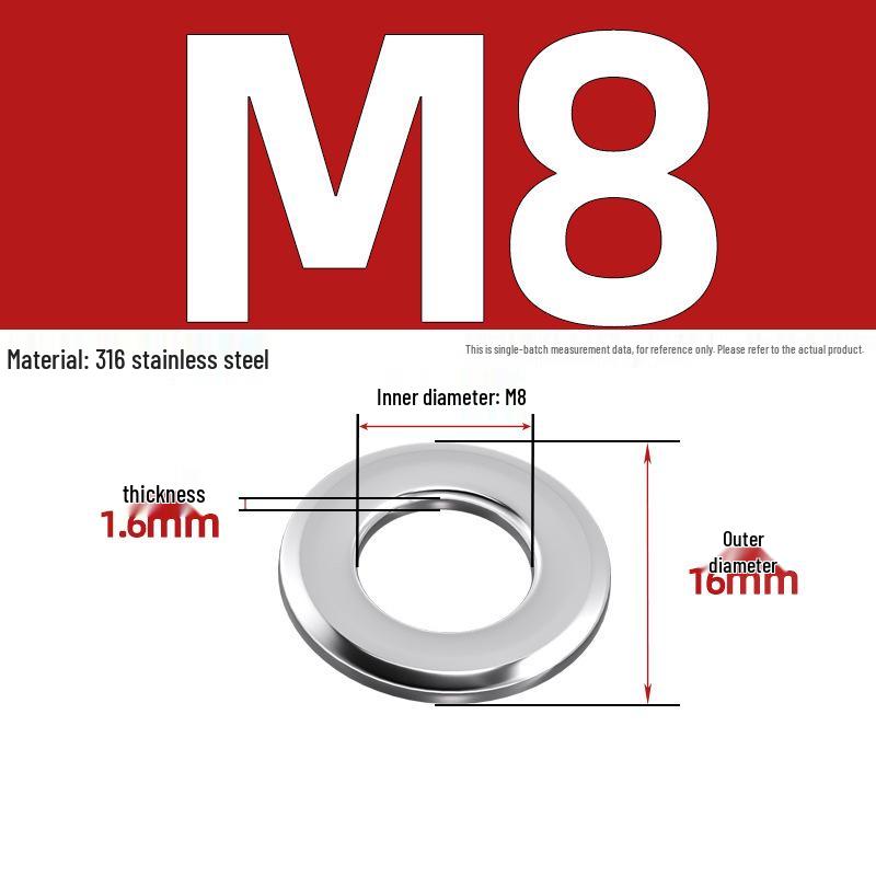 Chamfered Flat Washer 304 Stainless Steel, Blue-White Zinc, Black Zinc, GB97.2, Shim M5 M8 M16