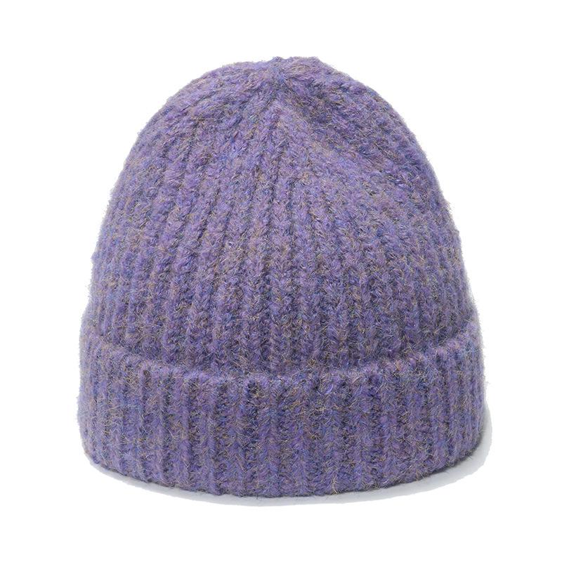 ins Japanese knitted hat women's trend versatile face small cold hat color tie-dye gradual change color warm wool hat women