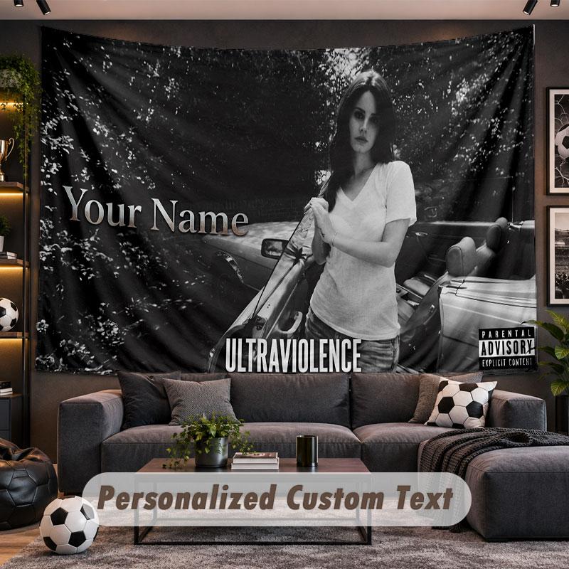 Wall Hanging Tapestry Custom NameLana Del Rey Pattern Personalized Printed Fabric Wall Decor