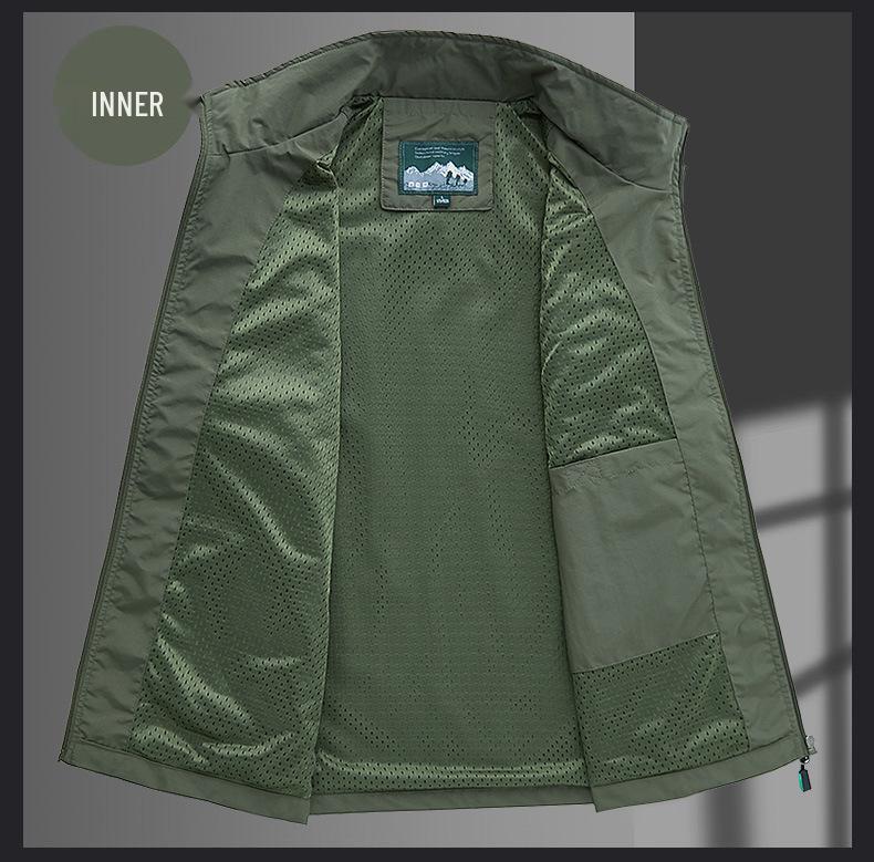 Gilet da pesca casual da uomo multi-tasche per primavera e autunno, per esterni, per mezza età e anziani