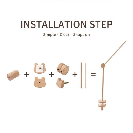 Wooden Baby Rattle Crib Bracket Rotatable Infant Rattle Toy Hanger Holder Newborn Rattle Bell Decorative Hanging Arm Universal Crib Accessories
