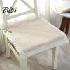 Tapis de Chaise Bordure Dentelle Rétro Coton Lin avec Liens, Style Bohème à Rayures et Carreaux Garniture de Siège de Salle à Manger, Respirant pour Tapis de Bureau d'Ordinateur