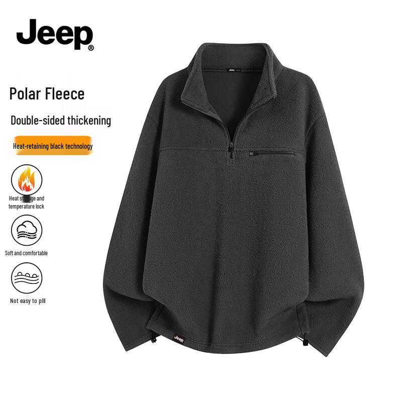 JEEP Men s Winter Thickened Fleece Half-Zip Pullover Z M