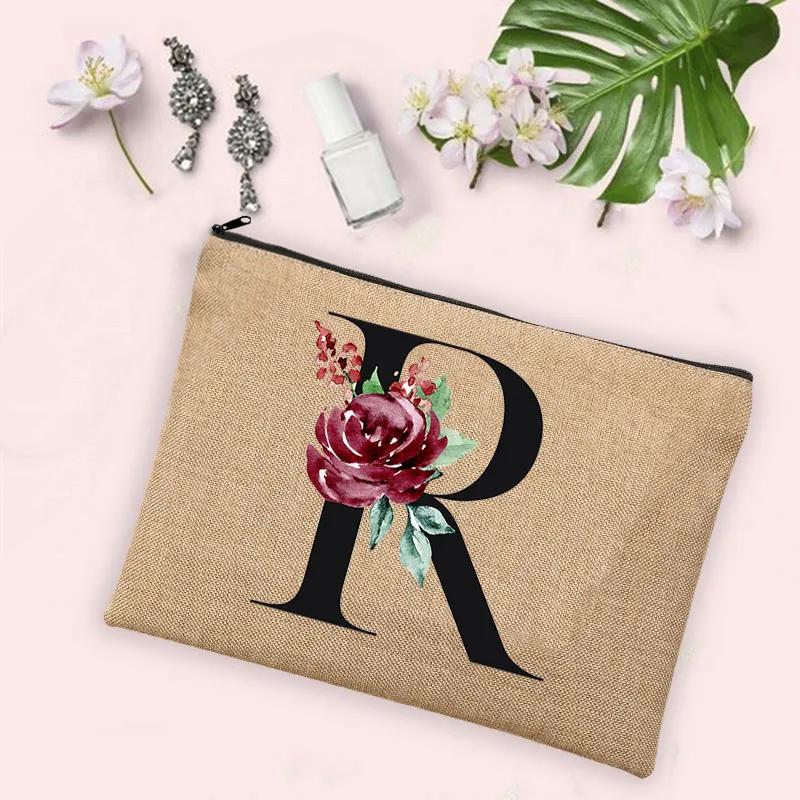 Gift for Her 26 Letter Printing Woman's Make Up Bags Handbags  Makeup Organizers Lovely Casual Travel Toiletry Bags Lipstick Bag