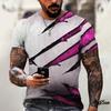 Summer Round Neck Abstract Brush Stroke 3D Print Top Fashionable Casual Short Sleeved Men's T-shirts