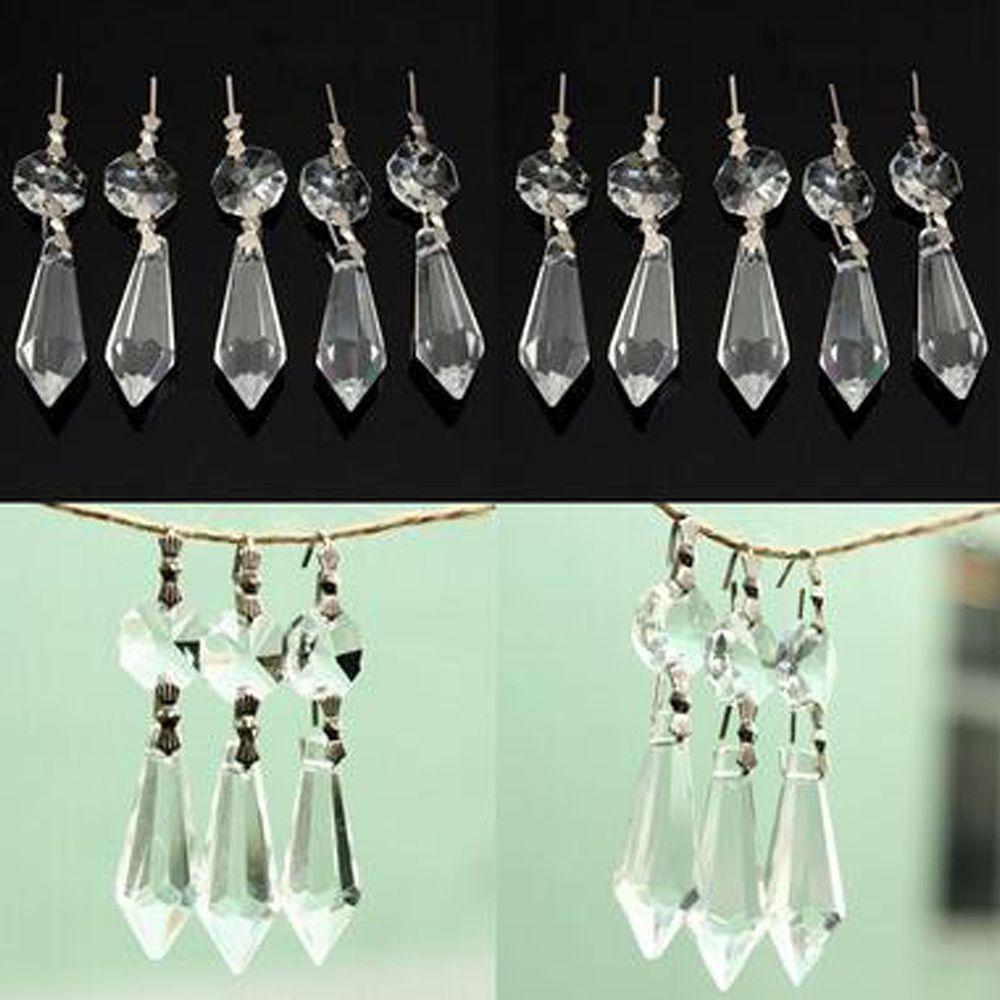 10Pcs Chandelier Crystal Prism Pendants Refurbishing 38mm Chandelier Crystal Glass Lamp Prism Pendants Lighting Accessories