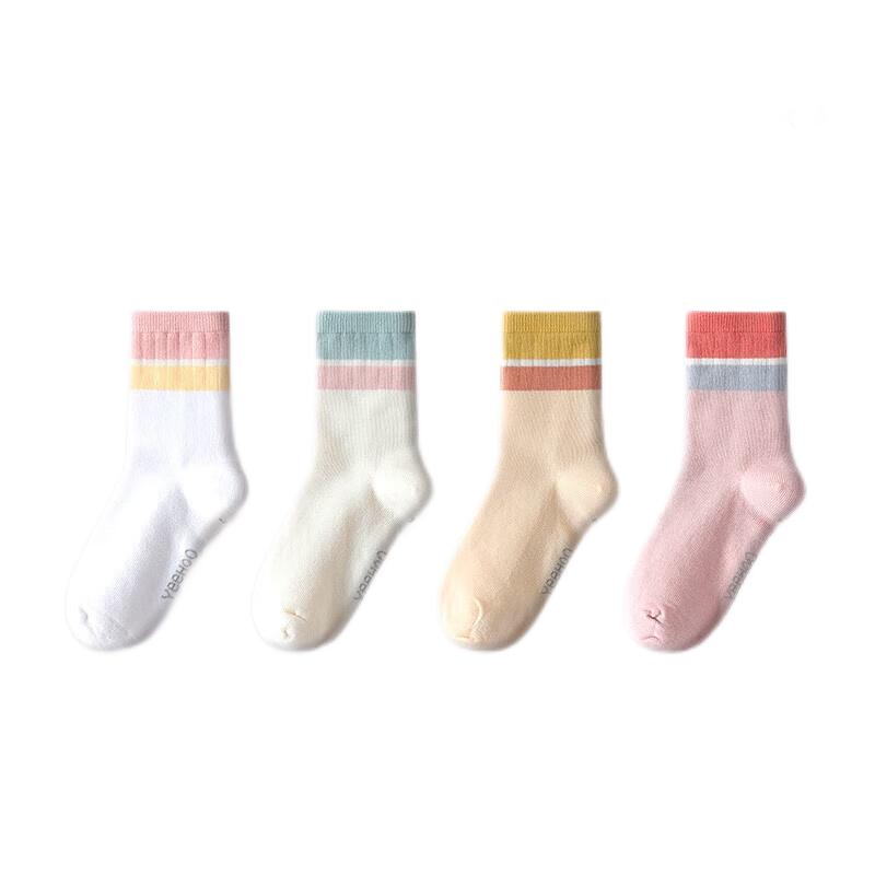 YEEHOO Girls Colorblock Mid-Calf Athletic Socks S