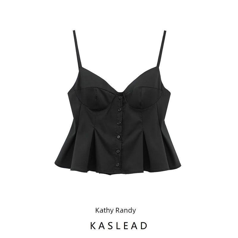 Kaslead New Arrival Women's Clothing Fashion Style Fashion Minimalist All-Match Small Pleated Poplin Tops 2178083