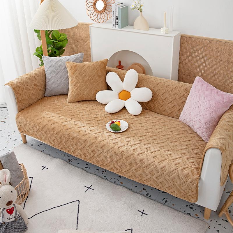 Winter Thickened Cotton Padded Plush Sofa Cushion Anti-Slip Cover Cloth Four Seasons Universal All-Inclusive Sofa Cover