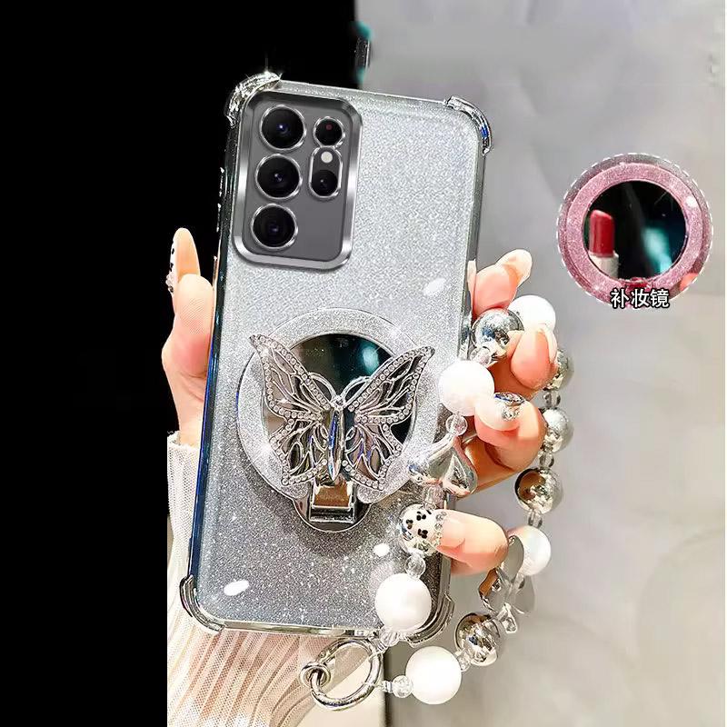 

Mirror Shockproof Magnetic Case for OPPO FInd X5 X3 Lite X7 X8s X8 Pro Plus Ultra A16 A17 Butterfly Phone Holder bracelet Cover Oppo A17