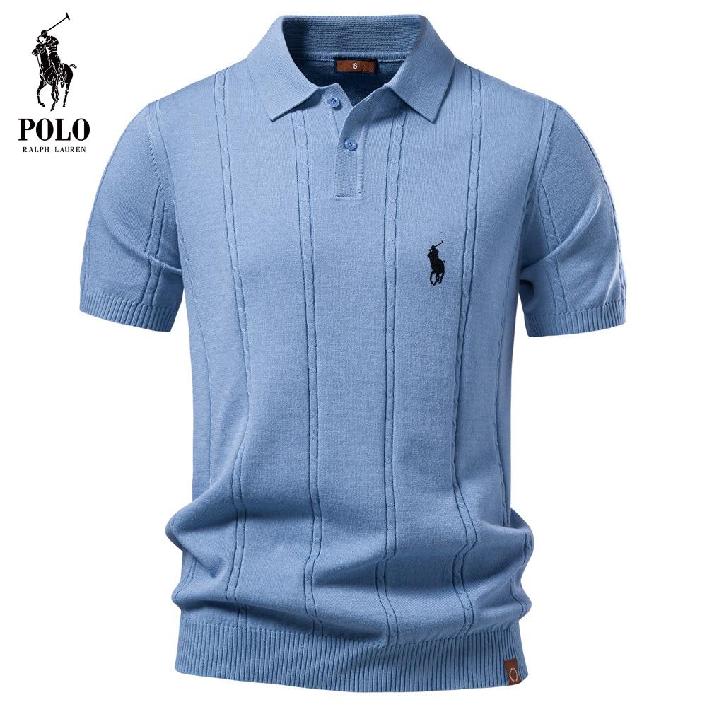 Ralph Lauren Borduurwerk 2026 Zomer Nieuw Heren Zakelijke Vrijetijds Wol Polo Shirt Gedraaide Bloem IJskoud Zijde Korte Mouw T-shirt M