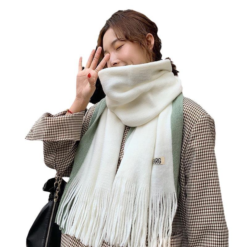 Autumn and Winter Scarf Female Korean Version Versatile Cute Student Couple Ins Girl Japanese Thick Wool Knitted Scarf Tide