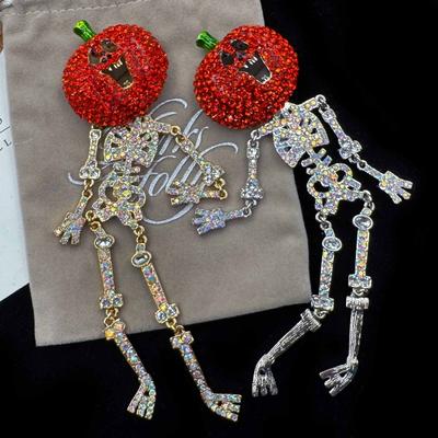 Frauen Mädchen Vintage Halloween Kürbis Vollkristall Brosche Abzeichen Schwerindustrie Strass Lustige Anstecknadel Korsagen Geschenk