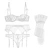 Sexy Lace 4-piece Lingerie Set - Women's Bra, Panties, Garter, Stockings