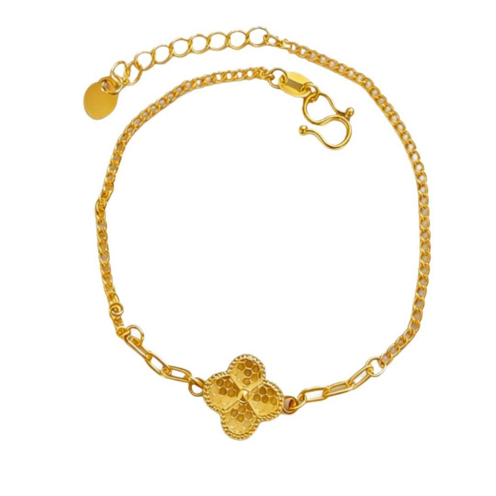 Kupferbeschichtetes Gold CNC Drachenschuppen Kleeblatt Armband - Modischer und Luxuriöser Handschmuck mit High-End-Ausstrahlung.