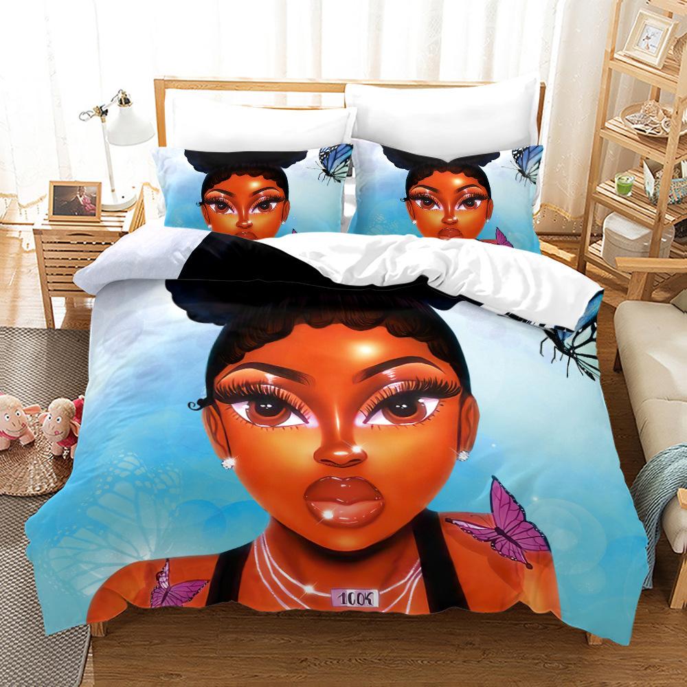 Bed Three-Piece Set 3D Three-Piece Set Size Girl Quilt Cover Printing