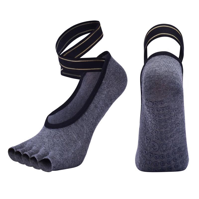 WEZHO Combed Cotton Cross-Strap Five-Finger Yoga Socks