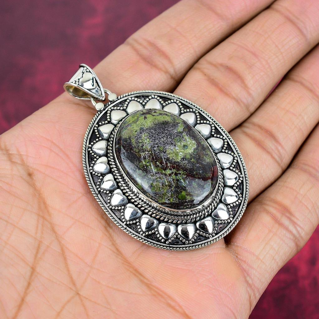 Dragon Bloodstone Jewelry, Handmade Gemstone Pendant, 925 Solid Sterling Silver Pendant Antique Jewelry, For Engagement Gift