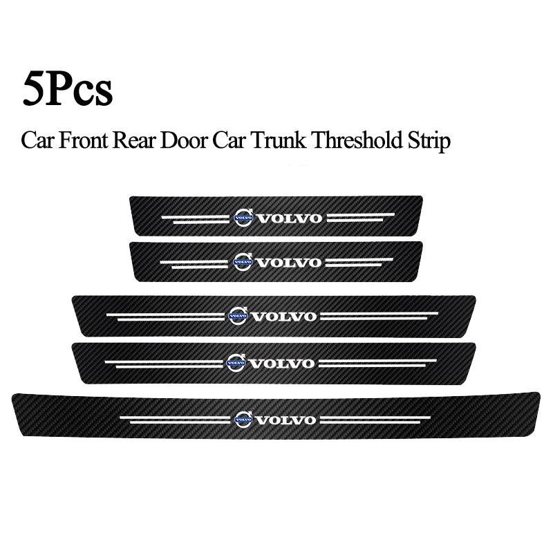 5Pcs Car Logo Threshold Stickers Door Sill Protector Anti Scratch For Volvo XC90 V90 V60 XC60 V40 S80 S60 S90 C40 XC40 V70 XC70