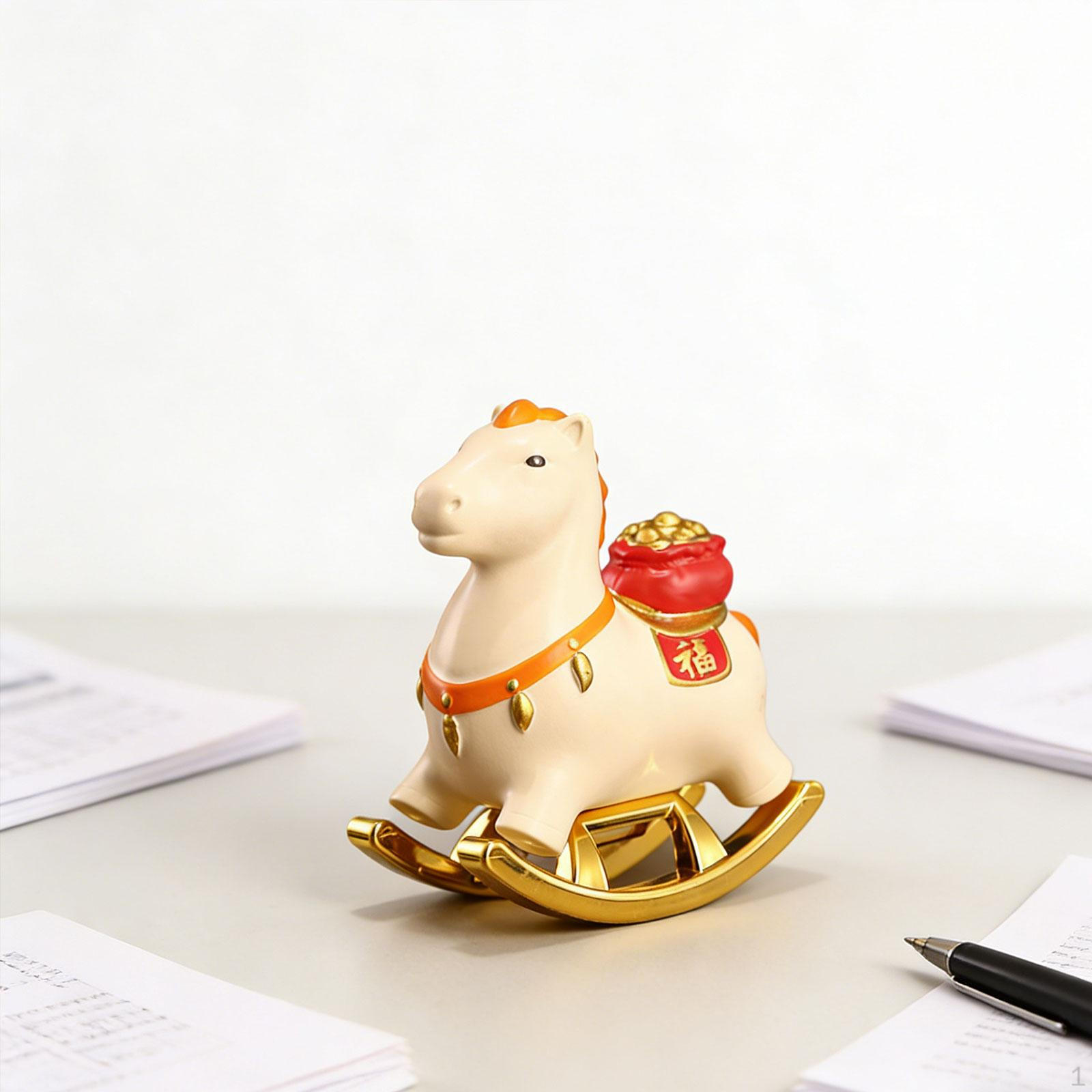 

Chinese Year Collectible Horse Statue, Art Figurine for Desk, Guest Room білий