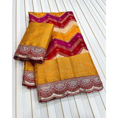Pure Row Silk Rich Pallu Running Heavy Broket Blouse Piece