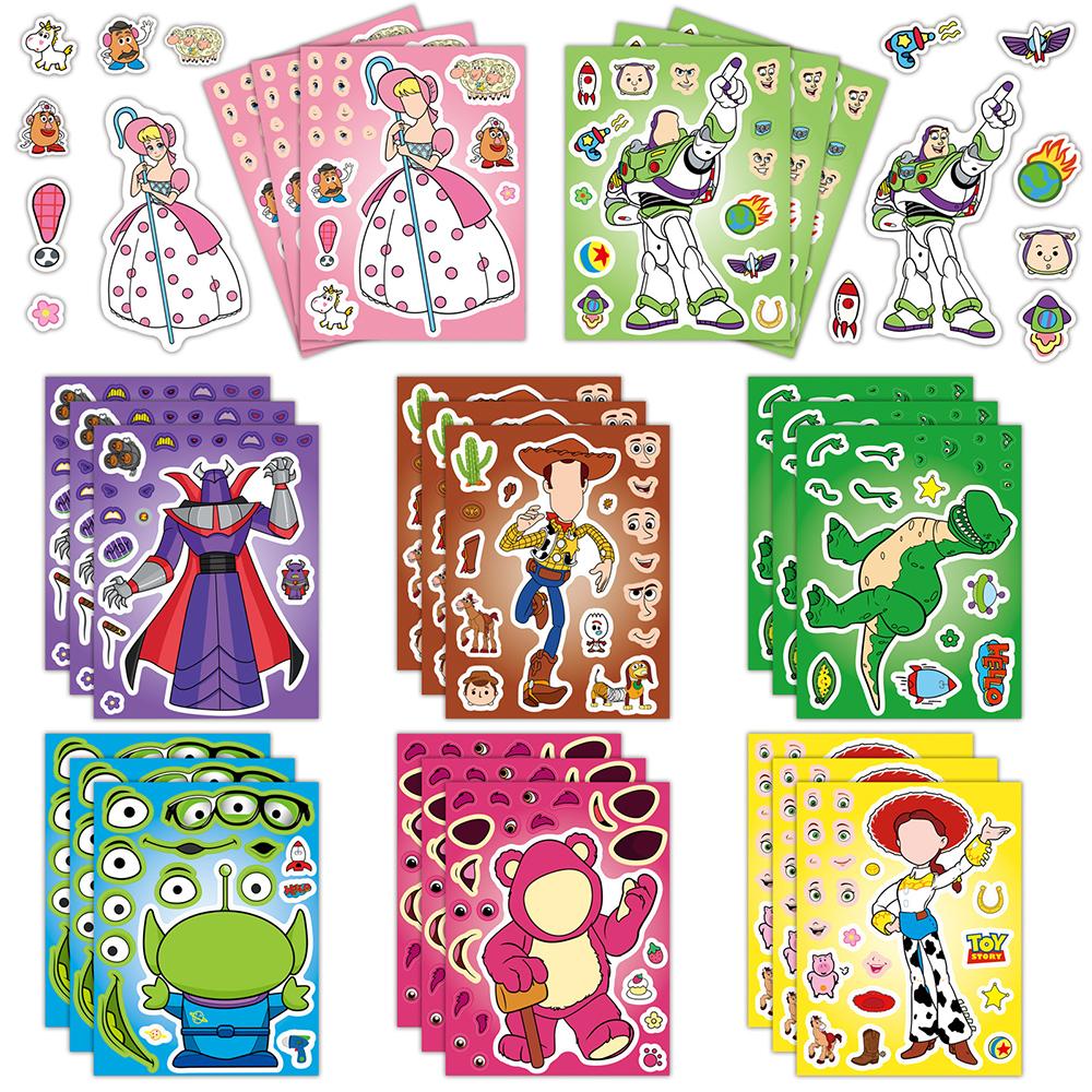 8sheets Disney Cartoon Toy Story Make a Face Puzzle Stickers Make Your Own DIY Assemble Jigsaw Game Party Decoration