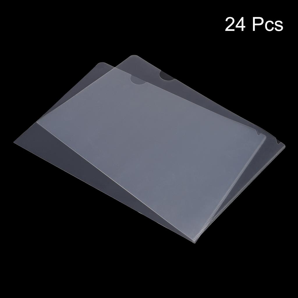 12/24Pcs L Type Folders A4 Plastic File Project Pockets File Folder Clear Paper Document Jacket Sleeve School Office Supplies
