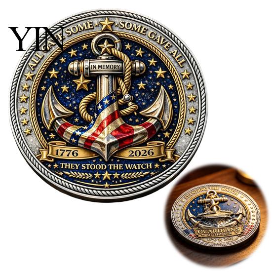 They Stood The Watch Challenge Coin Guardians of Sea Coin, Souvenir Coast Guard Double-sided Engraved Collectible Gift for Navy Veteran Keepsake