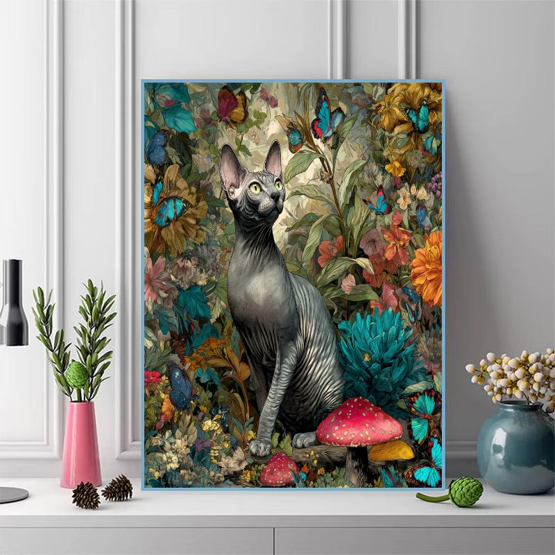 Sphynx cat oil painting Pattern 3pcs 100% Round Full Drill 5D DIY Diamond Painting Embroidery Cross Stitch Rhinestone Décor