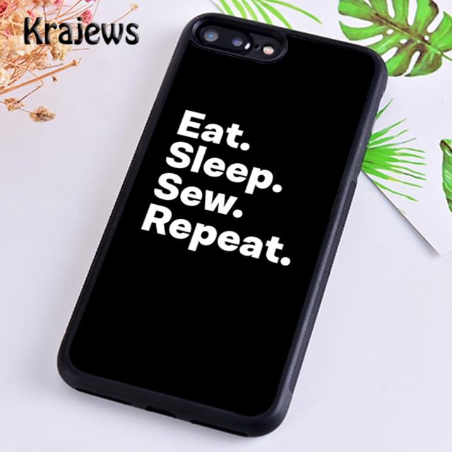 Krajews Eat Sleep Sew Repeat Phone Case Cover For iPhone 17 Air 16 15 14 plus 11 12 13 pro max coque Shell Fundas