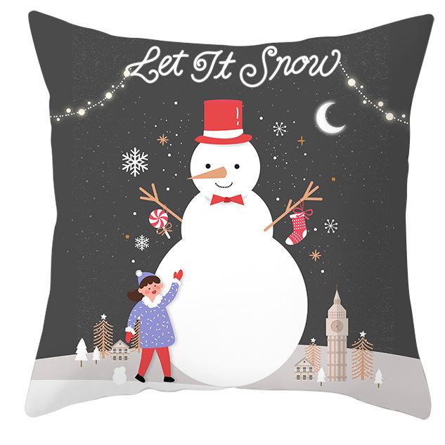 New Christmas Snowman Pillowcase Christmas Illustration Home Cushion Cover