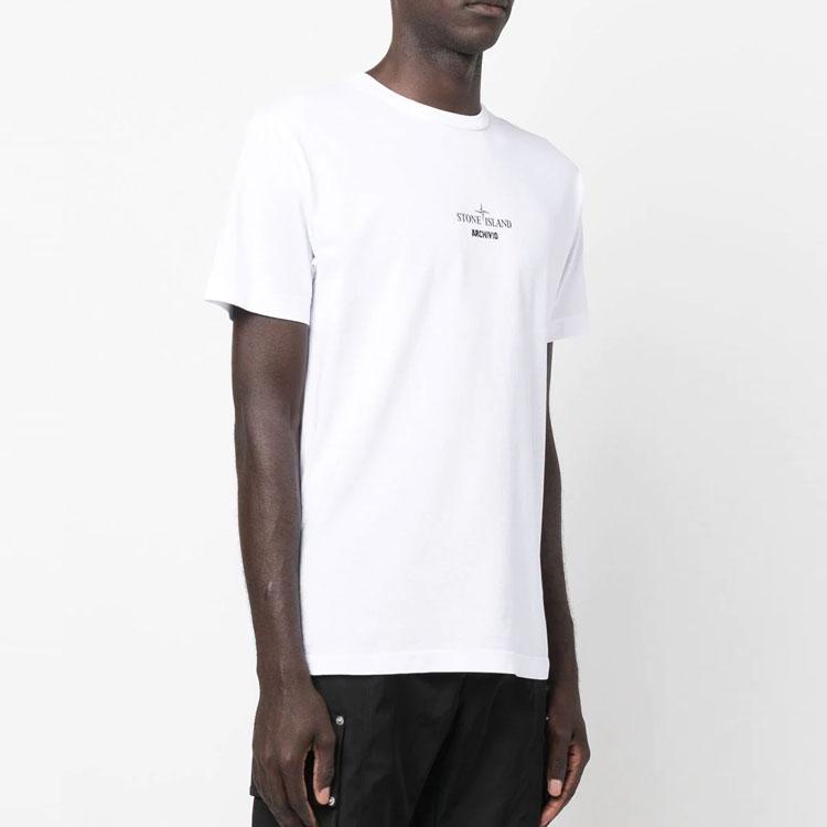 STONE ISLAND FW22 Solid Color Letter Logo Printed Loose Casual Short Sleeve T-Shirt Men Tops White 77152NS91-V0001