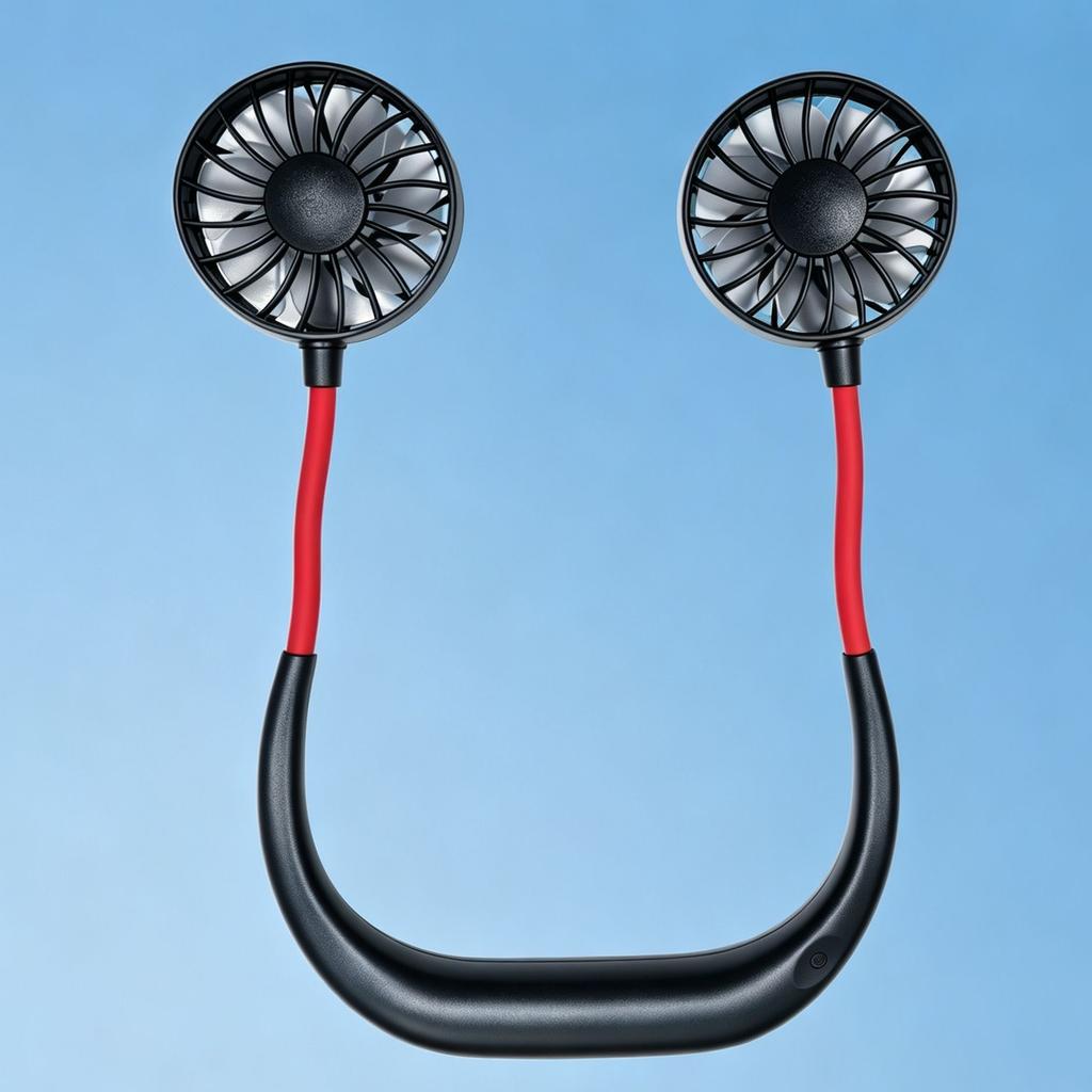 Outdoor Sports 360 Degree Fan LED Lights Fan Usb Rechargeable Hanging Neck Fans