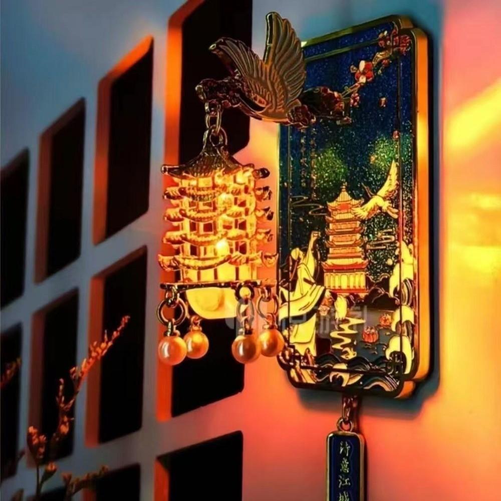 Metal LED Fridge Magnet Light Up Refrigerator Sticker  Souvenir of Yellow Crane Tower