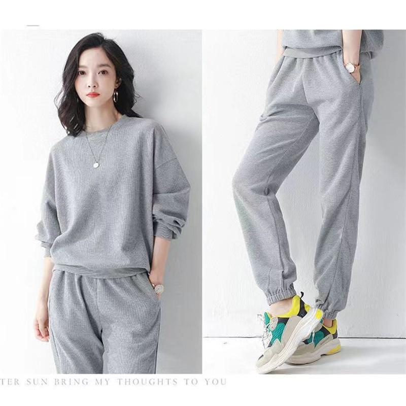 Women's Navy Blue Sweatshirt Set 2 Piece Outfit Loose Casual Pullover  Jogger Pants Tracksuit