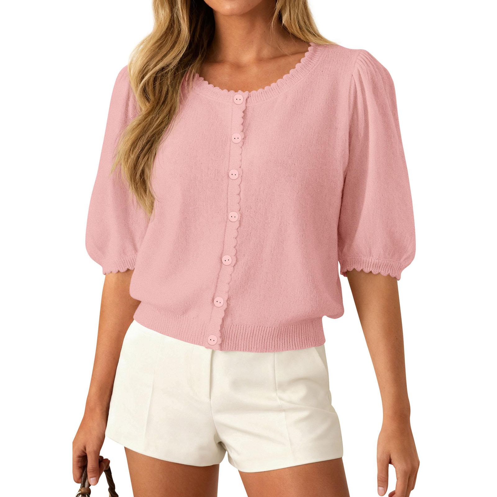 

Women s loose and comfortable short-sleeve thermal top XL рожевий