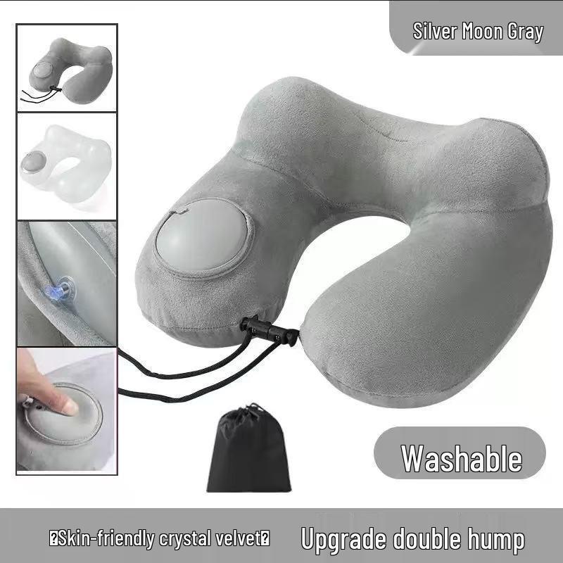 Inflatable U-Shaped Travel Pillow for Neck Support