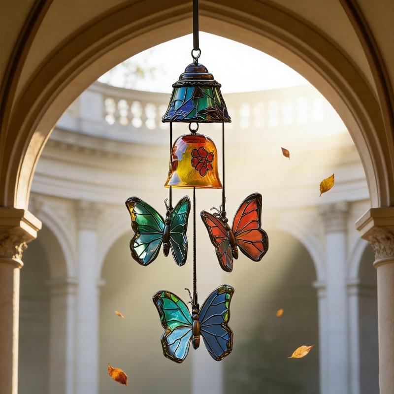 Butterfly Wind Chimes Producing Clear Tone for Balconies and Garden Creating a Peaceful Artistic Iron Design