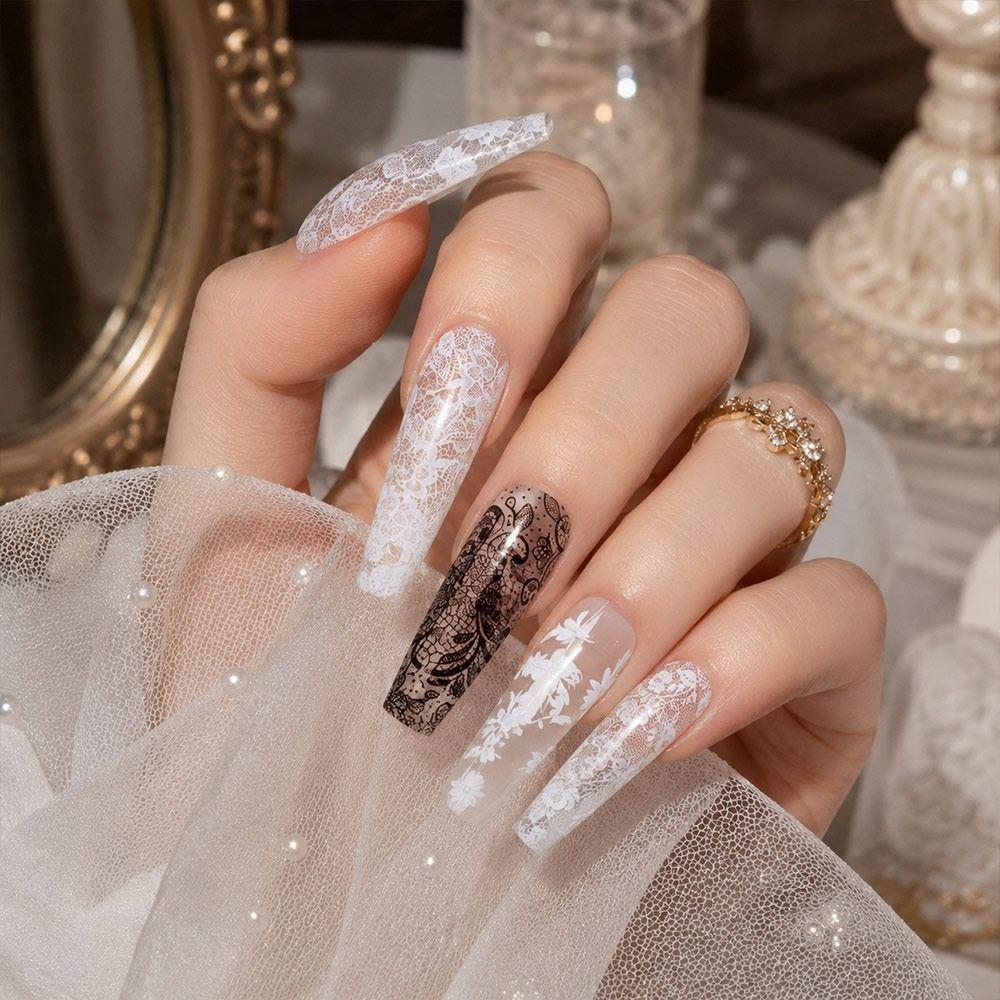 Laser Nail Foils Lace Design Nail Art Stickers Professional Nail Decorations  Manicure DIY