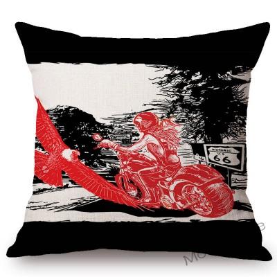 Motorcycle Art Biker Club Decoration Throw Pillow Case Us Retro Letter Print Free Spirit Motorbike Cotton Linen Cushion Cover