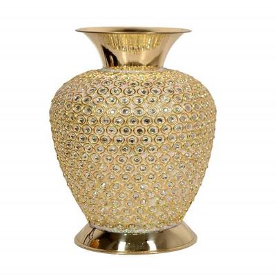 Hand Crafted Metal Flower Vase (Golden
