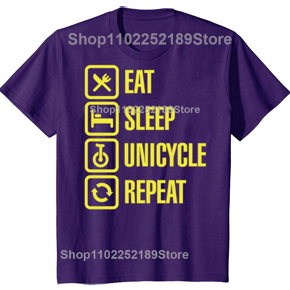 Funny Eat Sleep Unicycle Repeat Unicycling Sport Graphic T-shirts Men Fashion Casual Tshirt 100% Cotton Loose Oversized T Shirt