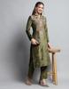 MONTE CARLO Womens Self Design Green Round Neck Full Sleeve Kurti Set