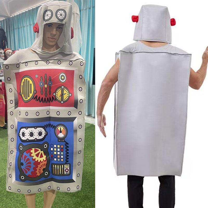 Funny Robot Cosplay Costume Unisex Sponge Jumpsuit With Hat Carnival Party Stage Performance Outfits For Halloween