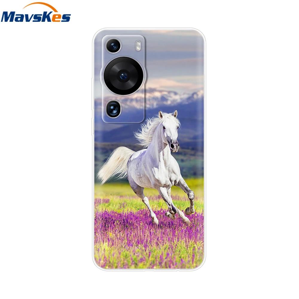 For Huawei P60 Pro Case Cute Heart Cartoon Painted Silicone Clear TPU Back Cover For Huawei P 60 P60 2023 P60Pro Phone Cases