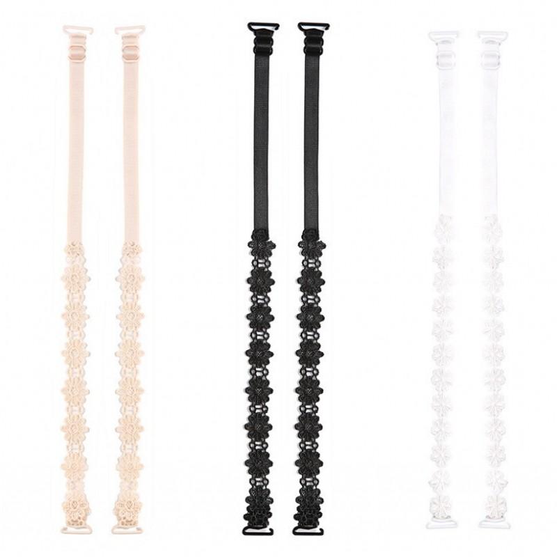 3 Pairs Lace Flower Underwear Straps, Adjustable Seamless Sexy All-match Anti-slip Buckle Bra Straps, Women's Lingerie & Underwear Accessories