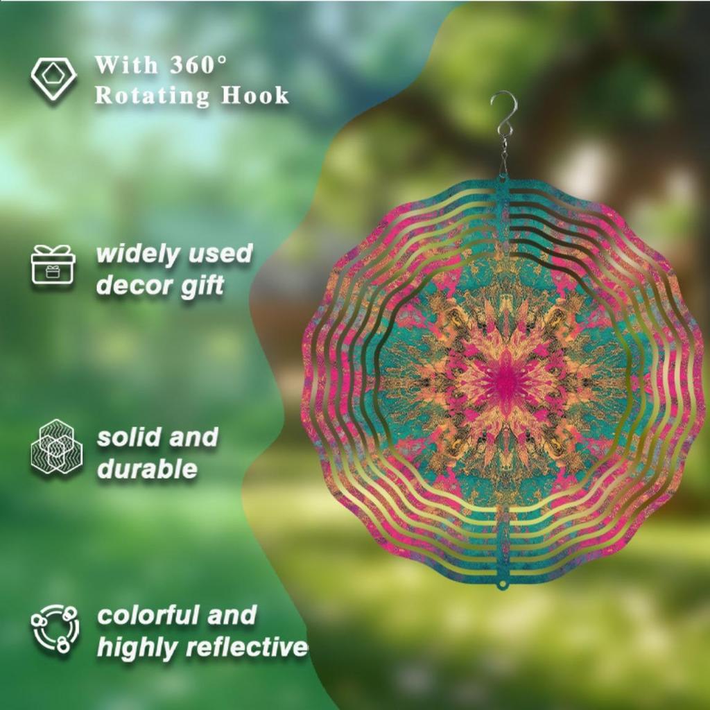 10 Zoll Hängendes Windspiel mit 360 Grad Drehhaken Outdoor Gartendekor für Frühling Sommer Hof Rasen Kreative Geschenkidee